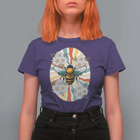 Vintage Bee Daisy Flowers Retro Groovy T Shirt For Women - Wonder Print Shop