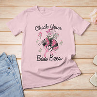 Breast Cancer Awareness T Shirt Check Your Boo Bees Pink Ribbon Support Squad - Wonder Print Shop