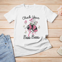 Breast Cancer Awareness T Shirt Check Your Boo Bees Pink Ribbon Support Squad - Wonder Print Shop