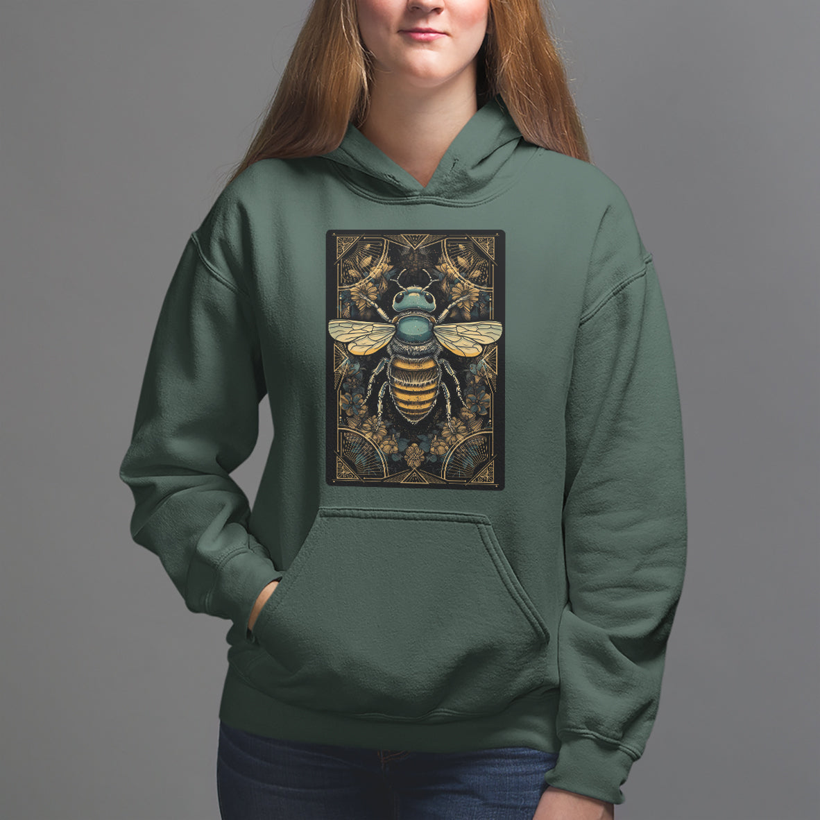 Dark Academia Spiritual Bumble Bee Tarot Card Hoodie - Wonder Print Shop