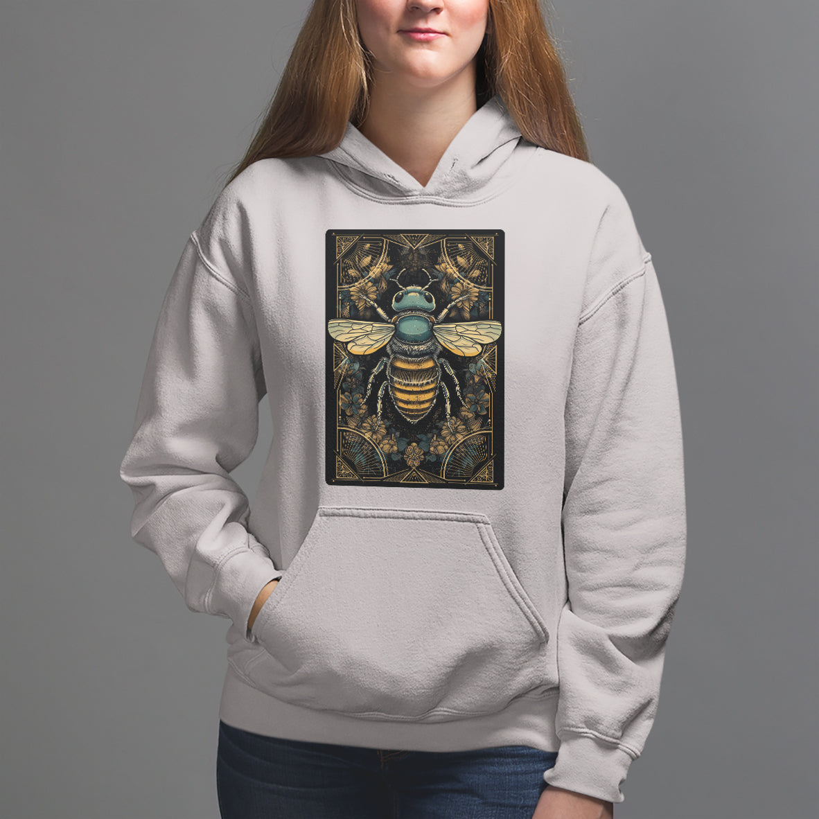 Dark Academia Spiritual Bumble Bee Tarot Card Hoodie - Wonder Print Shop