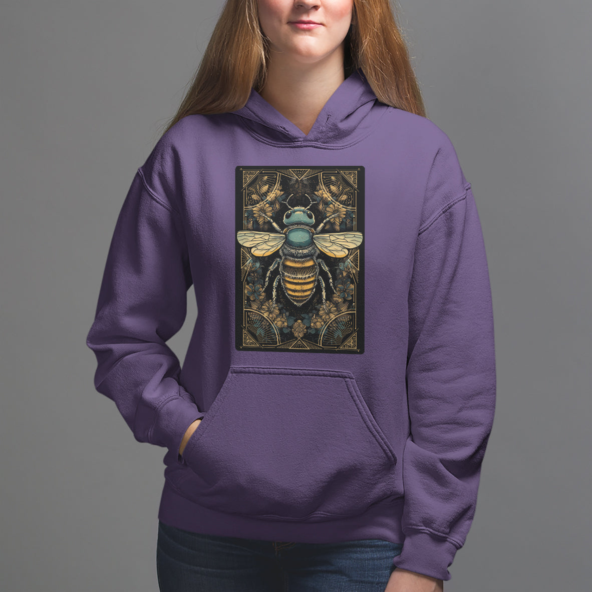 Dark Academia Spiritual Bumble Bee Tarot Card Hoodie - Wonder Print Shop