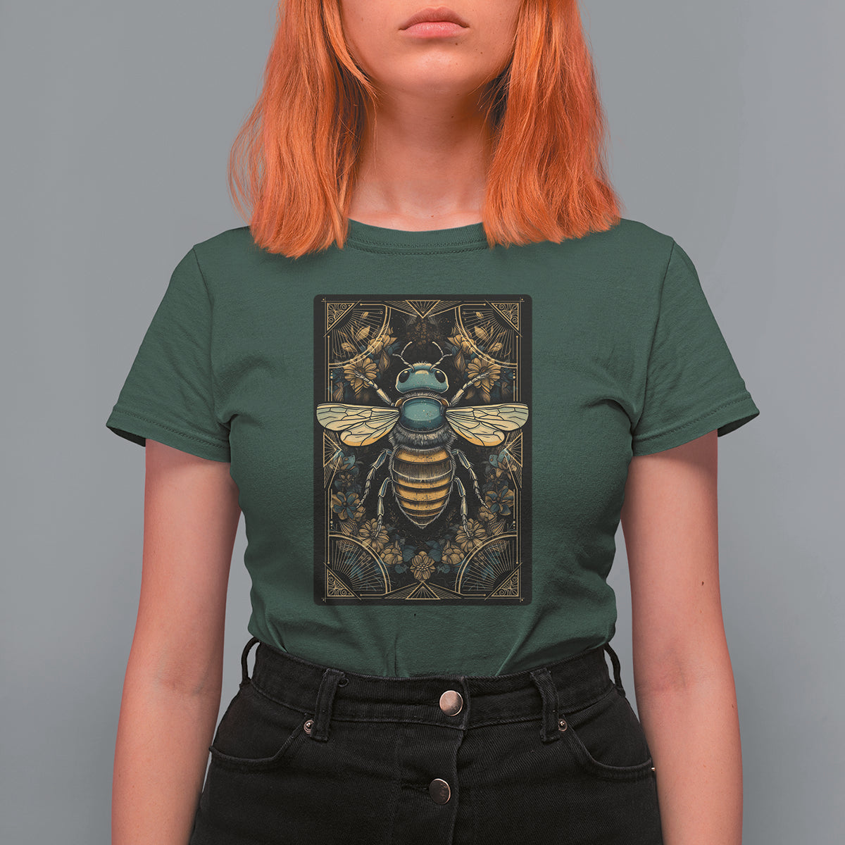 Dark Academia Spiritual Bumble Bee Tarot Card T Shirt For Women - Wonder Print Shop