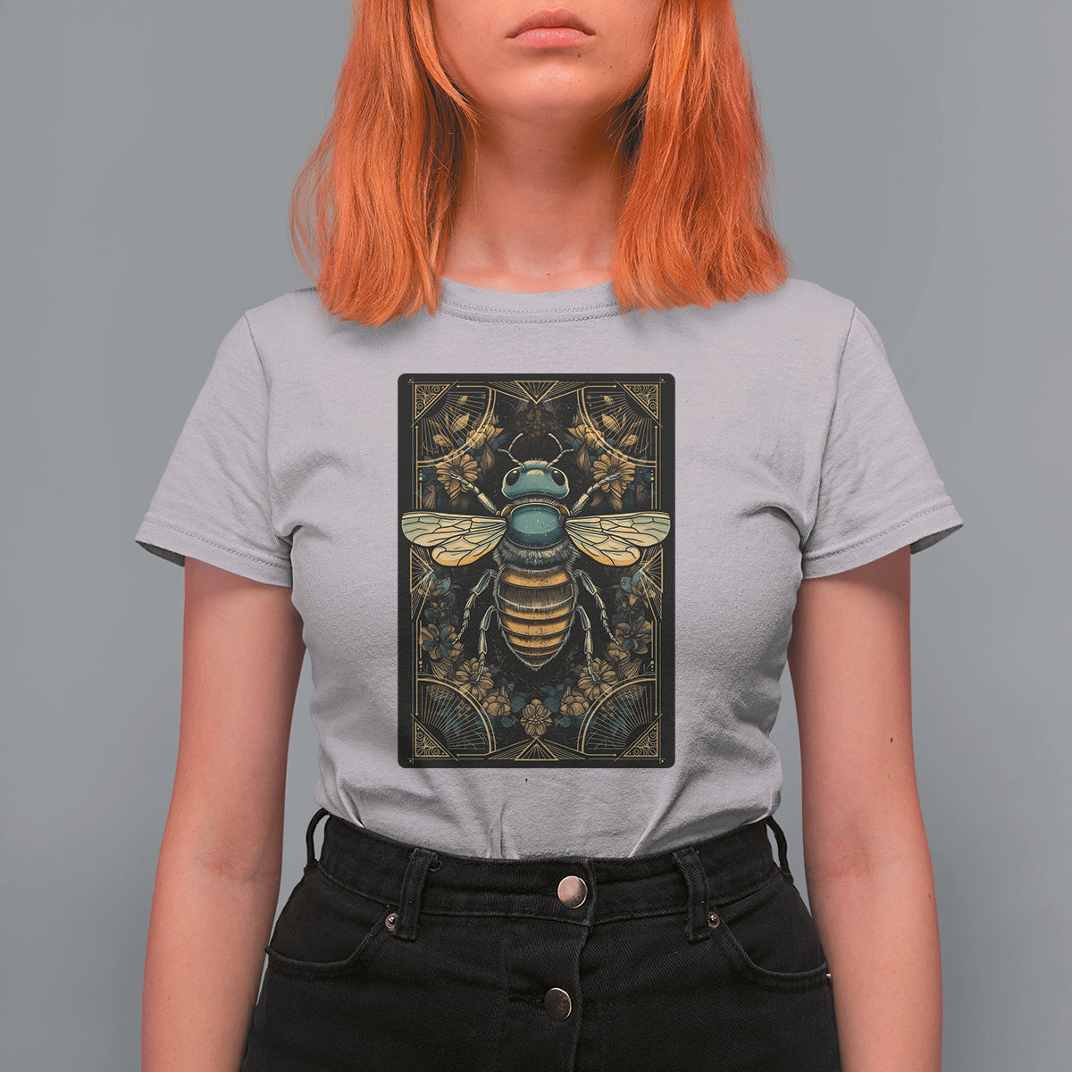 Dark Academia Spiritual Bumble Bee Tarot Card T Shirt For Women - Wonder Print Shop
