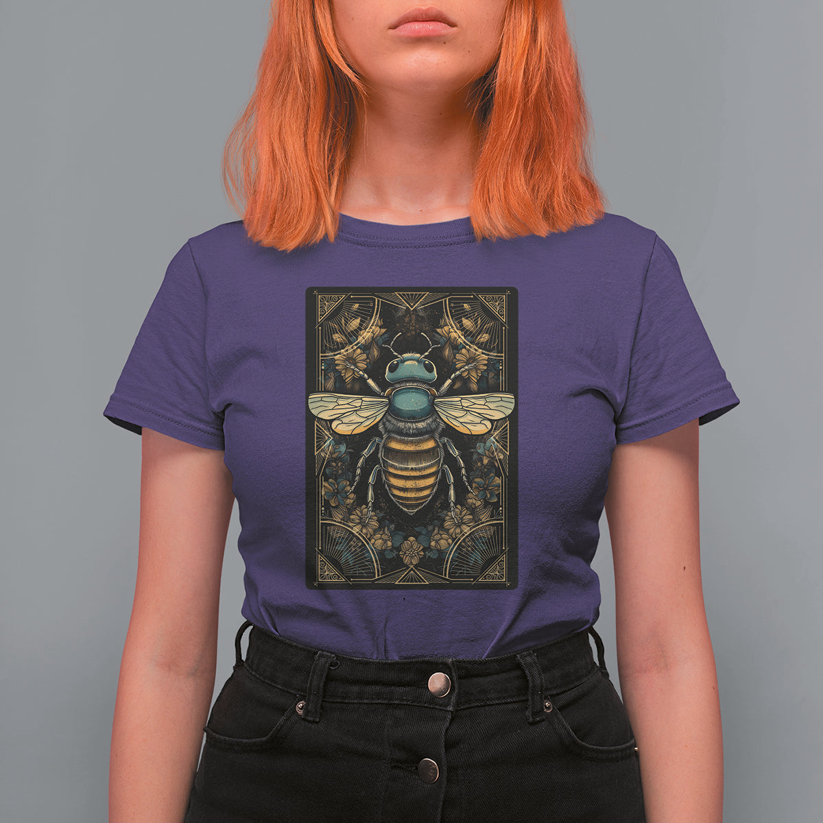 Dark Academia Spiritual Bumble Bee Tarot Card T Shirt For Women - Wonder Print Shop