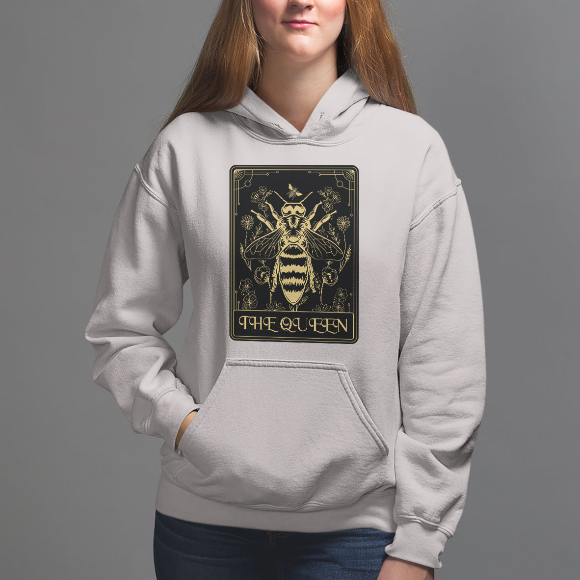 Dark Academia Spiritual The Queen Bee Tarot Card Hoodie - Wonder Print Shop