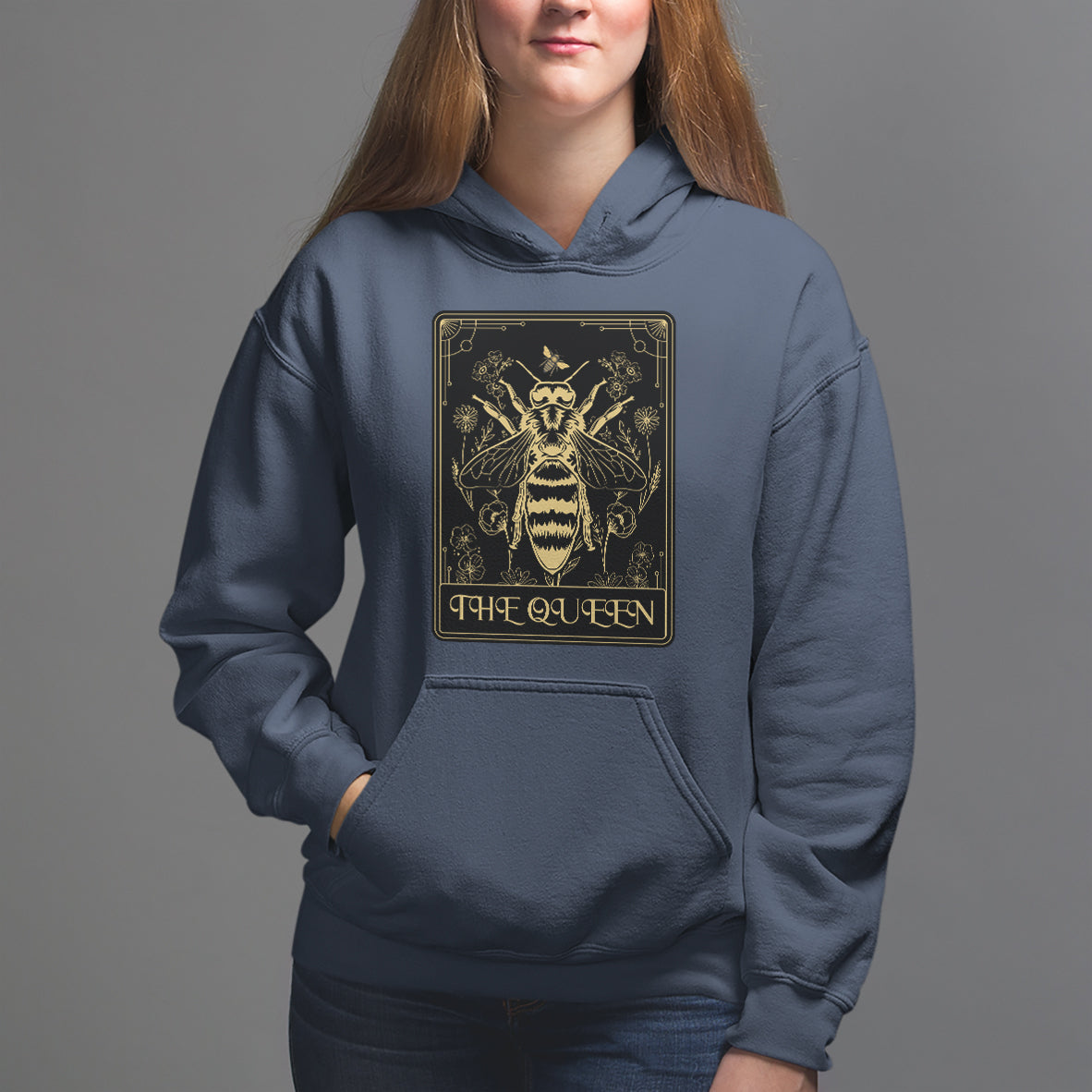 Dark Academia Spiritual The Queen Bee Tarot Card Hoodie - Wonder Print Shop