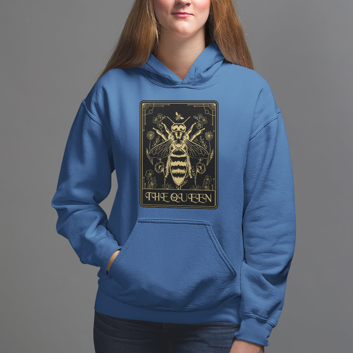 Dark Academia Spiritual The Queen Bee Tarot Card Hoodie - Wonder Print Shop