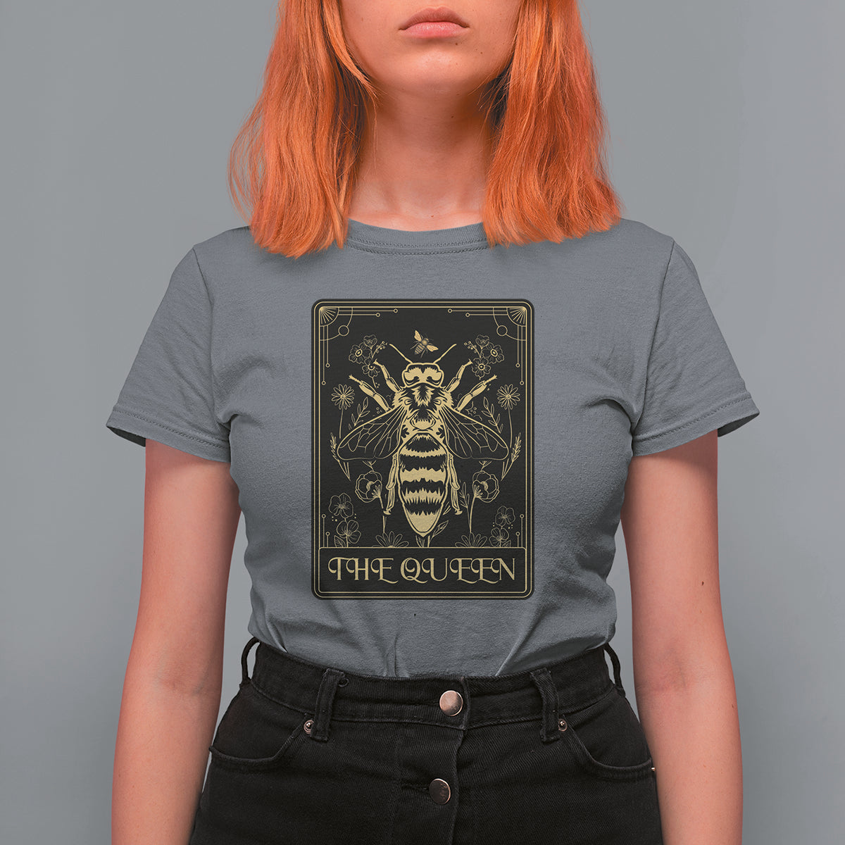 Dark Academia Spiritual The Queen Bee Tarot Card T Shirt For Women - Wonder Print Shop