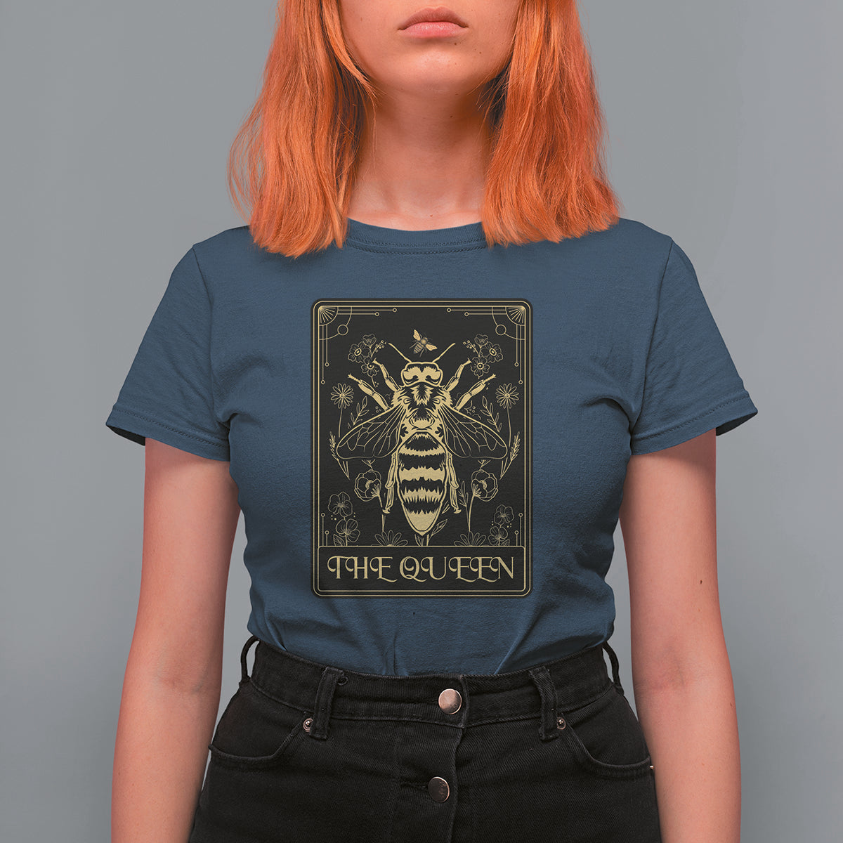 Dark Academia Spiritual The Queen Bee Tarot Card T Shirt For Women - Wonder Print Shop