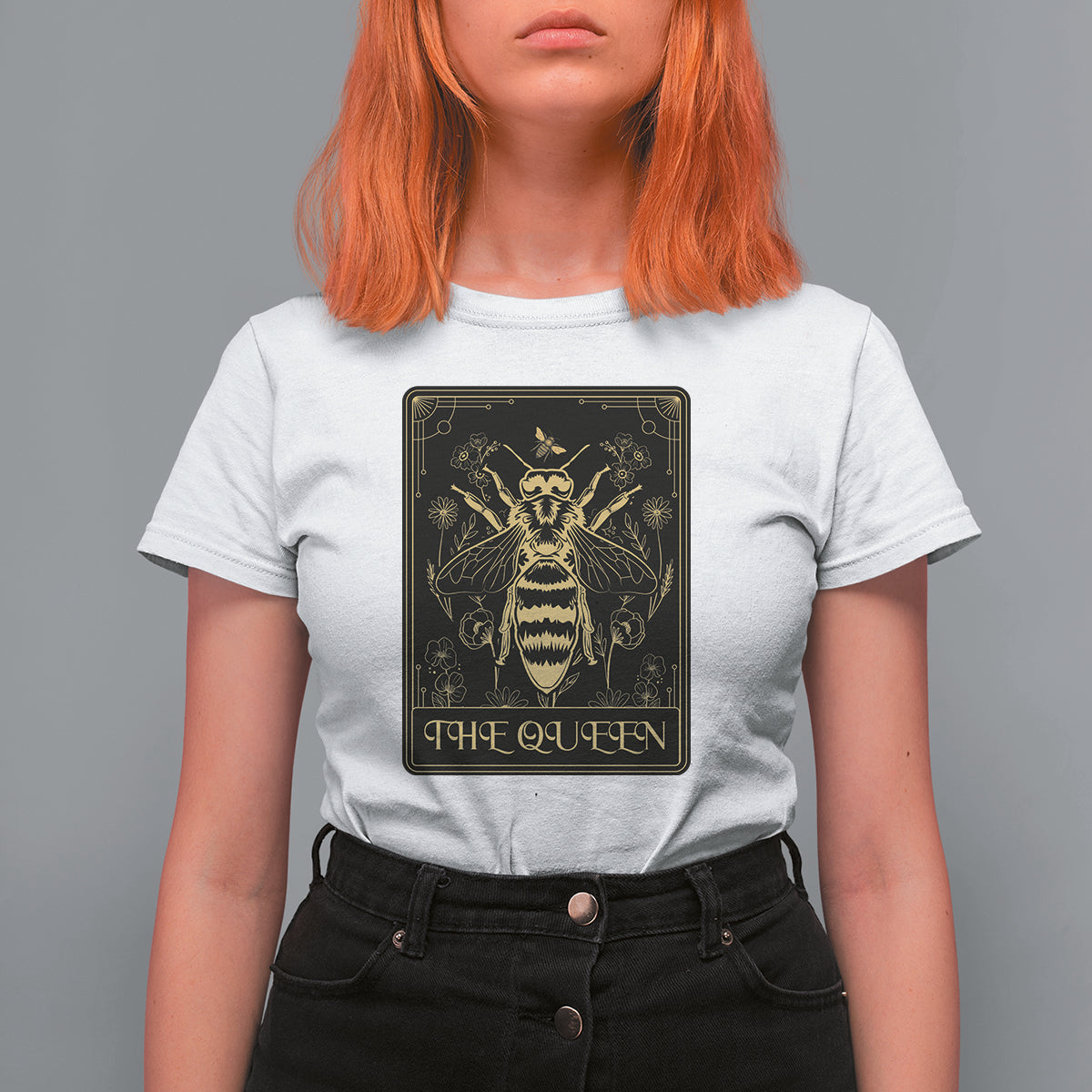 Dark Academia Spiritual The Queen Bee Tarot Card T Shirt For Women - Wonder Print Shop
