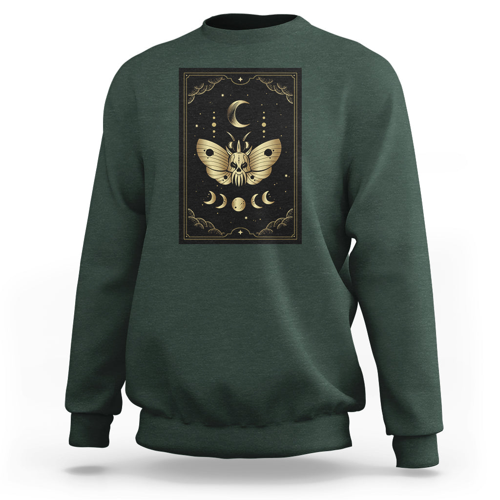 Celestial Dark Academia Death Head Moth Tarot Card Sweatshirt - Wonder Print Shop
