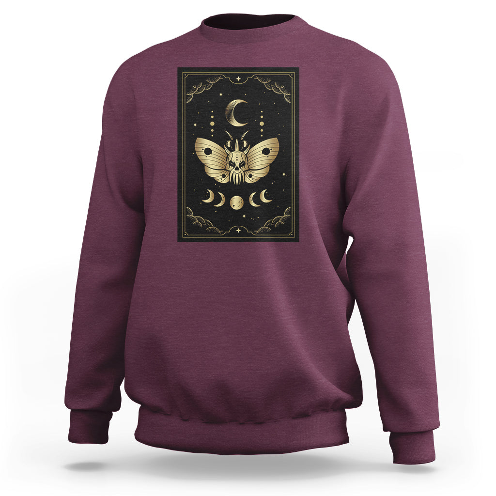 Celestial Dark Academia Death Head Moth Tarot Card Sweatshirt - Wonder Print Shop