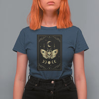 Celestial Dark Academia Death Head Moth Tarot Card T Shirt For Women - Wonder Print Shop