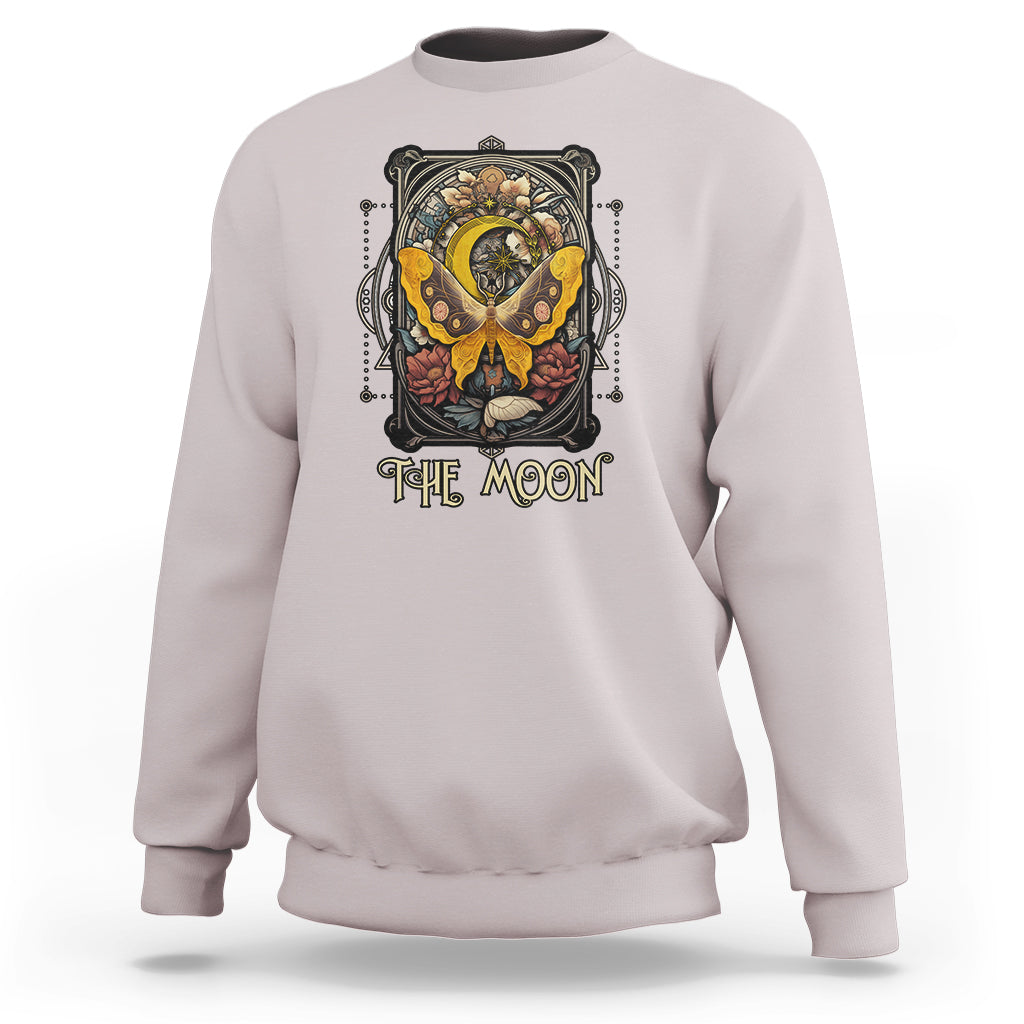 Celestial Floral Luna Moth Tarot Card The Moon Sweatshirt - Wonder Print Shop