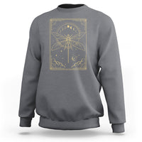 Celestial Dark Academia Dragonfly Tarot Card Moon Phases Sweatshirt - Wonder Print Shop