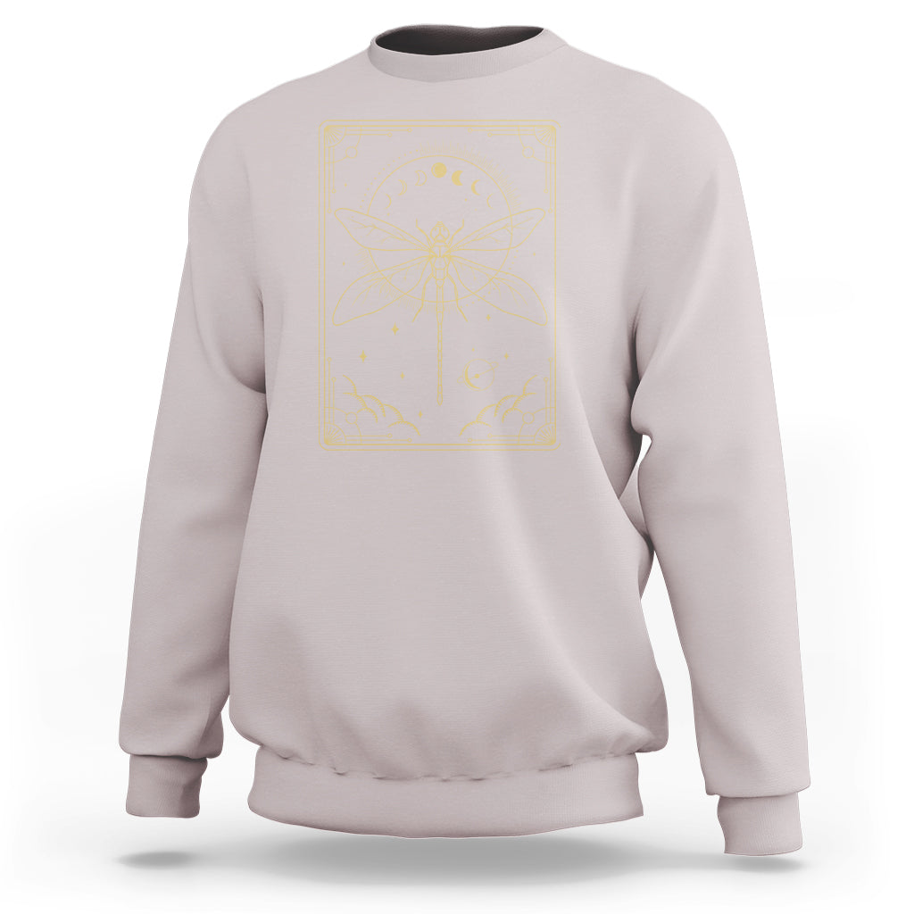 Celestial Dark Academia Dragonfly Tarot Card Moon Phases Sweatshirt - Wonder Print Shop