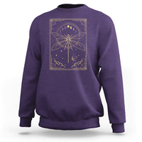 Celestial Dark Academia Dragonfly Tarot Card Moon Phases Sweatshirt - Wonder Print Shop