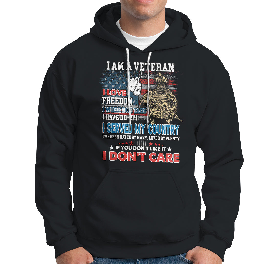 Veteran Pride Hoodie I Am A Veteran Love Freedom And Wore Dog Tags I Have DD-214 - Wonder Print Shop
