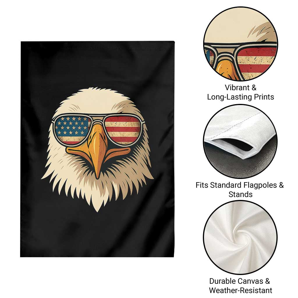 Patriotic Bald Eagle Garden Flag With Sunglasses American Flag Vintage - Wonder Print Shop