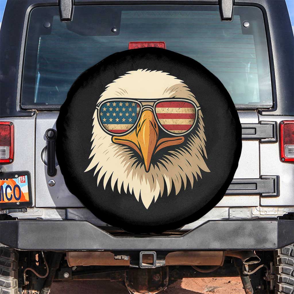 Patriotic Bald Eagle Spare Tire Cover With Sunglasses American Flag Vintage - Wonder Print Shop