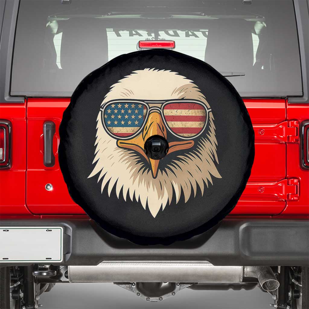 Patriotic Bald Eagle Spare Tire Cover With Sunglasses American Flag Vintage - Wonder Print Shop