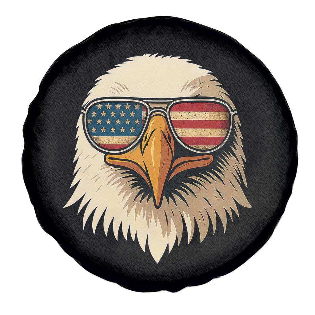 Patriotic Bald Eagle Spare Tire Cover With Sunglasses American Flag Vintage - Wonder Print Shop