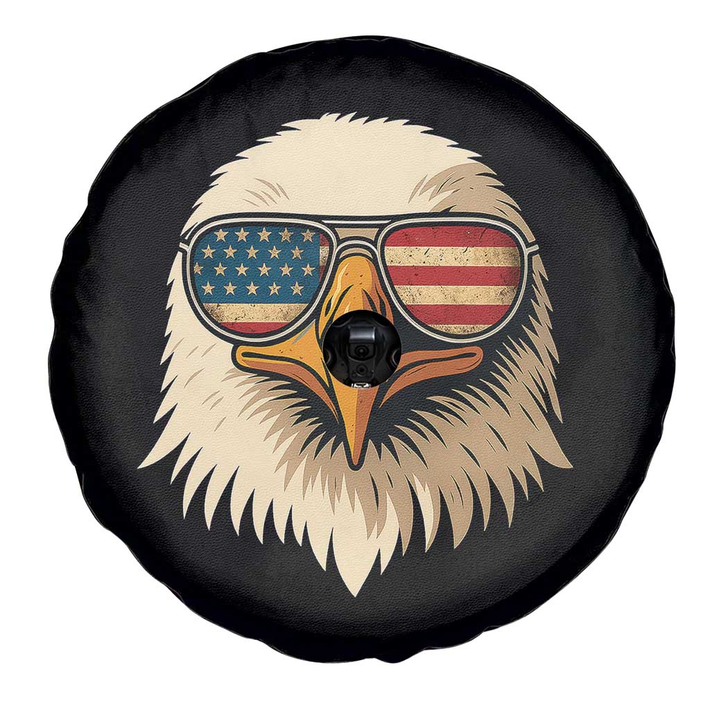 Patriotic Bald Eagle Spare Tire Cover With Sunglasses American Flag Vintage - Wonder Print Shop