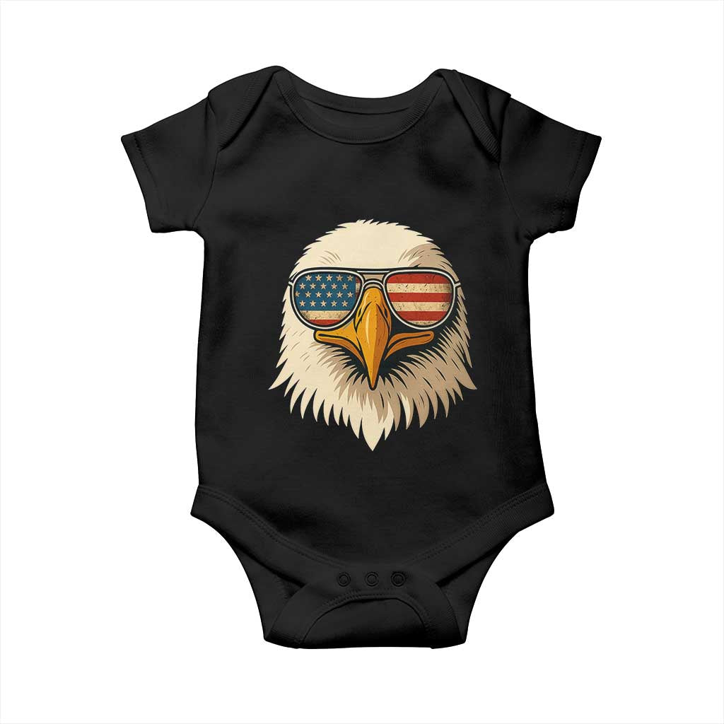 Patriotic Bald Eagle Baby Onesie With Sunglasses American Flag Vintage - Wonder Print Shop