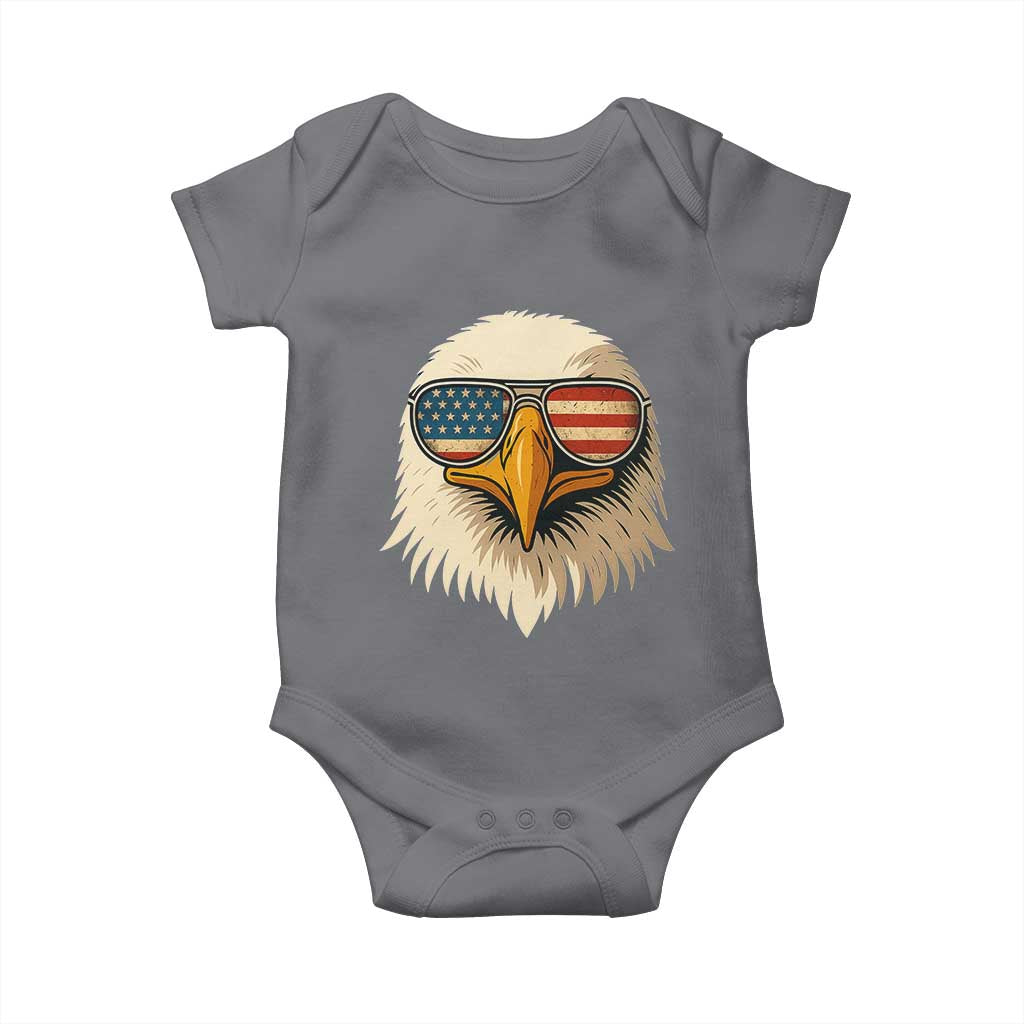 Patriotic Bald Eagle Baby Onesie With Sunglasses American Flag Vintage - Wonder Print Shop