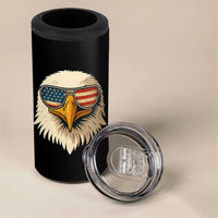 Patriotic Bald Eagle 4 in 1 Can Cooler Tumbler With Sunglasses American Flag Vintage - Wonder Print Shop
