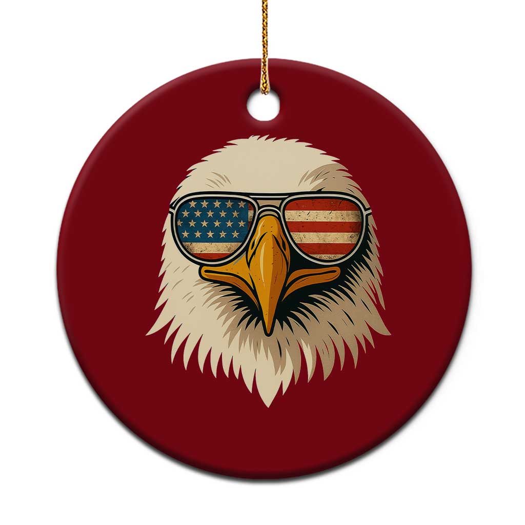 Patriotic Bald Eagle Ceramic Ornament With Sunglasses American Flag Vintage - Wonder Print Shop
