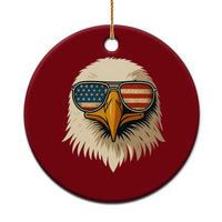 Patriotic Bald Eagle Ceramic Ornament With Sunglasses American Flag Vintage - Wonder Print Shop