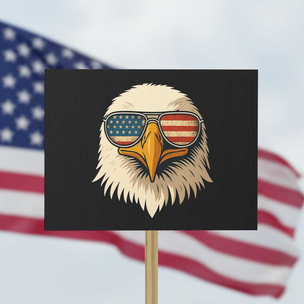 Patriotic Bald Eagle Protest Sign With Sunglasses American Flag Vintage - Wonder Print Shop