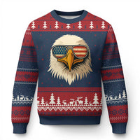 Patriotic Bald Eagle Ugly Christmas Sweater With Sunglasses American Flag Vintage - Wonder Print Shop