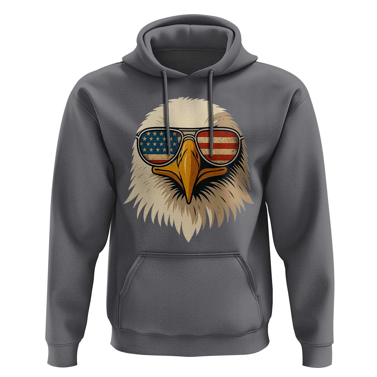 Patriotic Bald Eagle Hoodie With Sunglasses American Flag Vintage - Wonder Print Shop