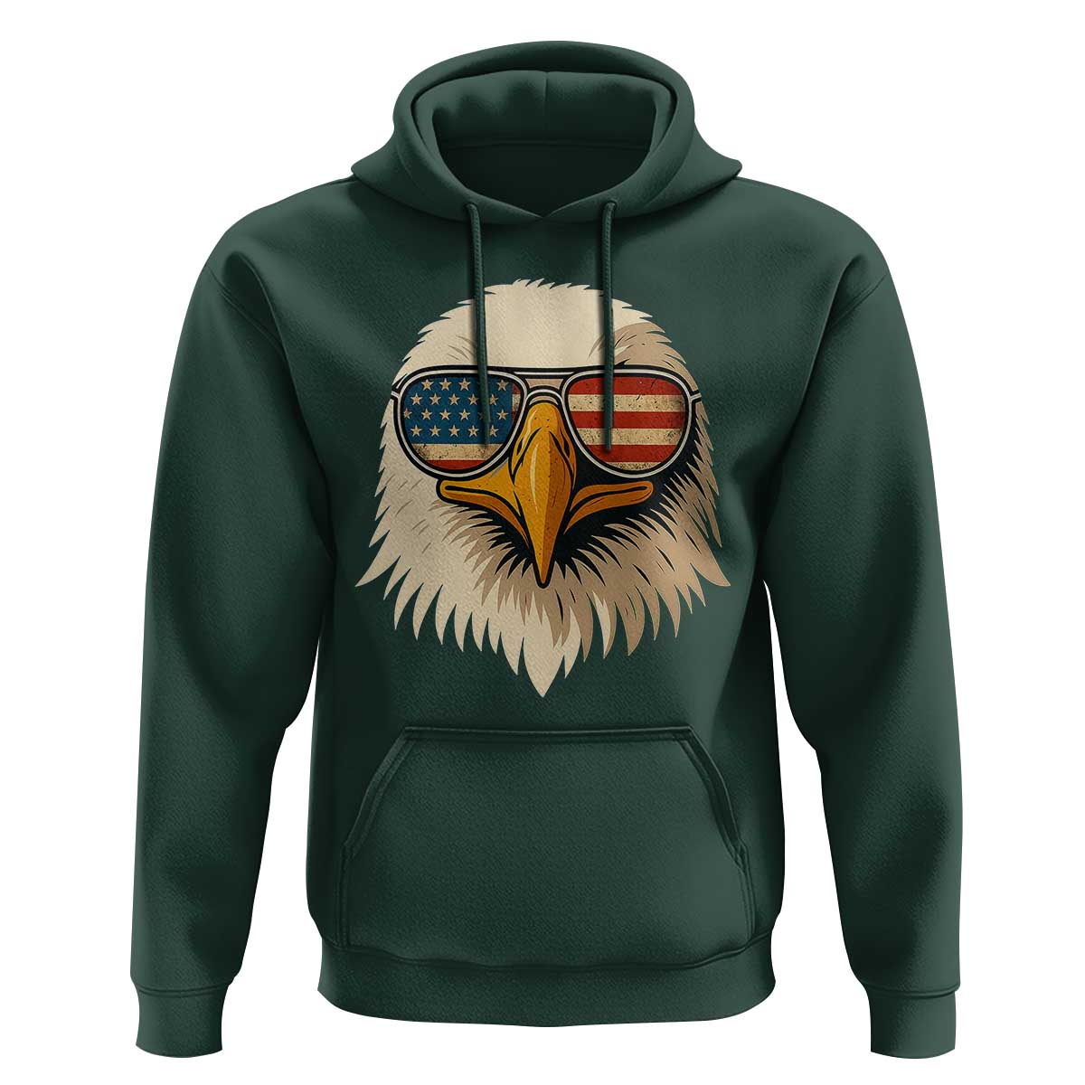 Patriotic Bald Eagle Hoodie With Sunglasses American Flag Vintage - Wonder Print Shop
