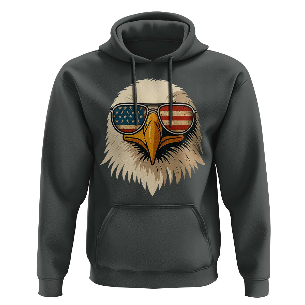 Patriotic Bald Eagle Hoodie With Sunglasses American Flag Vintage - Wonder Print Shop