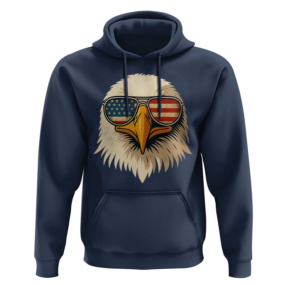 Patriotic Bald Eagle Hoodie With Sunglasses American Flag Vintage - Wonder Print Shop