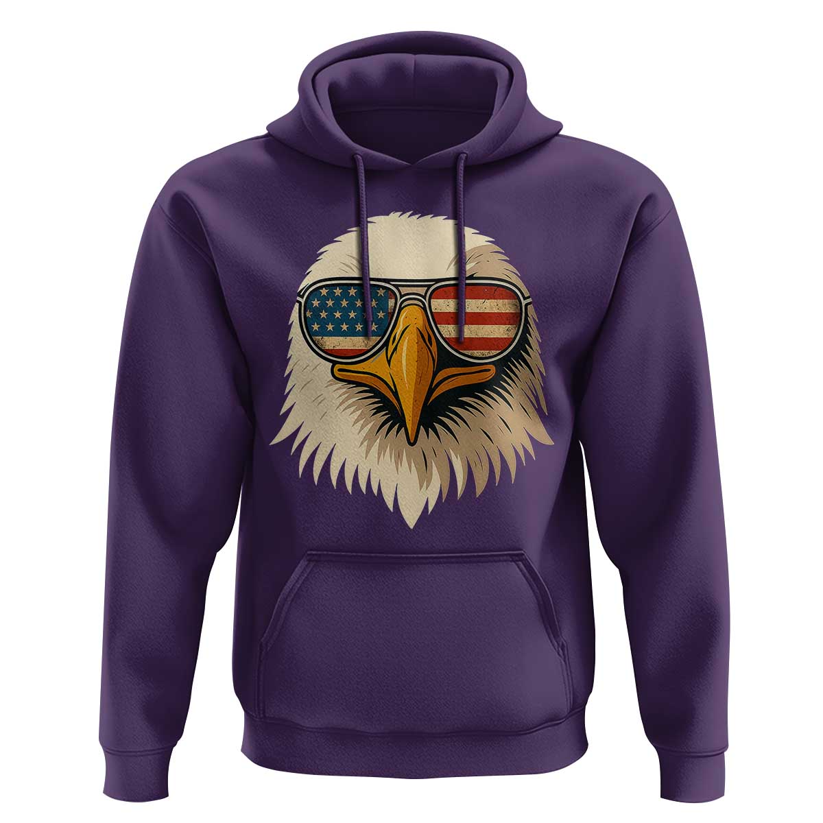 Patriotic Bald Eagle Hoodie With Sunglasses American Flag Vintage - Wonder Print Shop