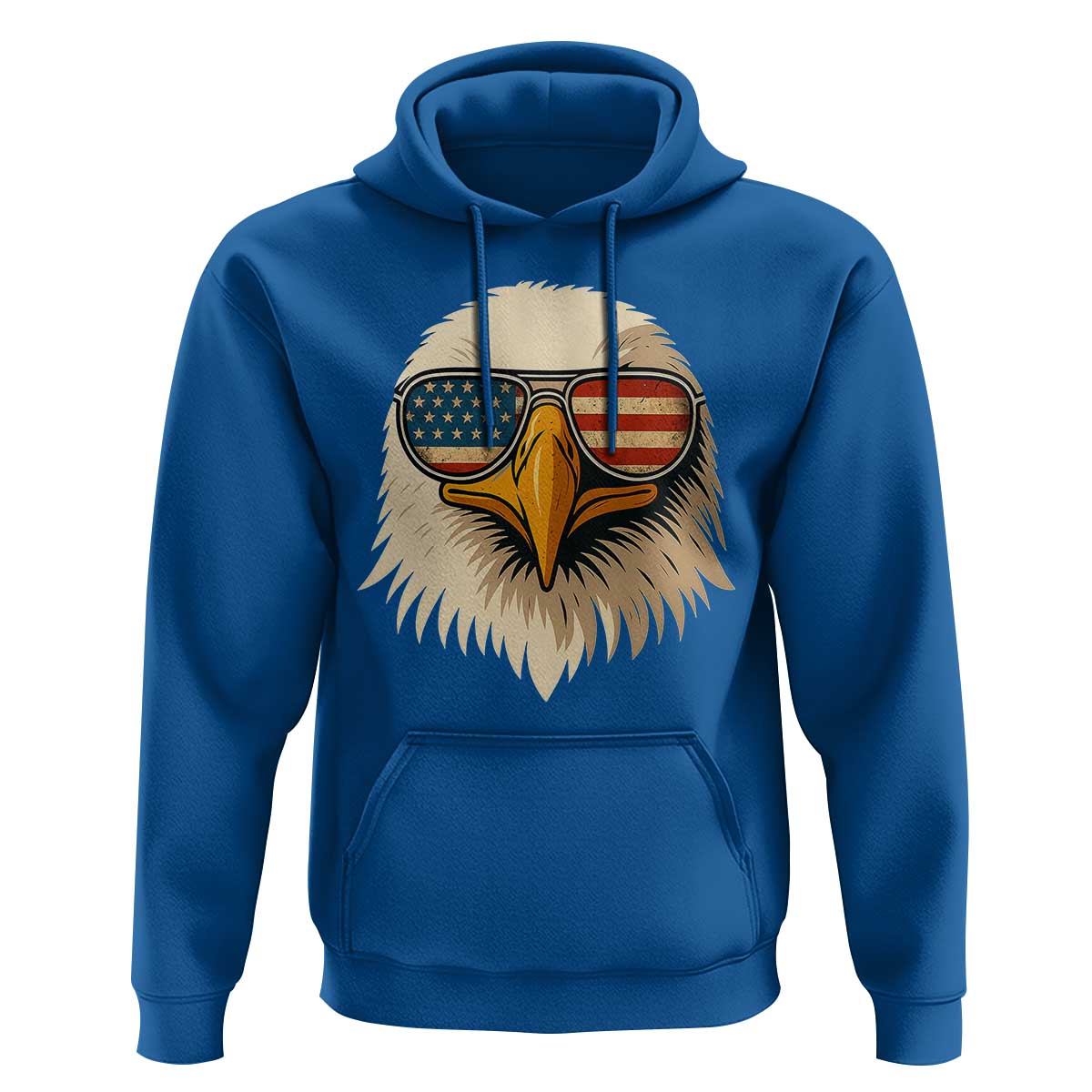 Patriotic Bald Eagle Hoodie With Sunglasses American Flag Vintage - Wonder Print Shop