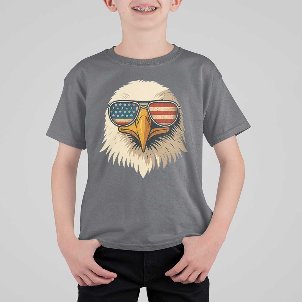 Patriotic Bald Eagle T Shirt For Kid With Sunglasses American Flag Vintage - Wonder Print Shop