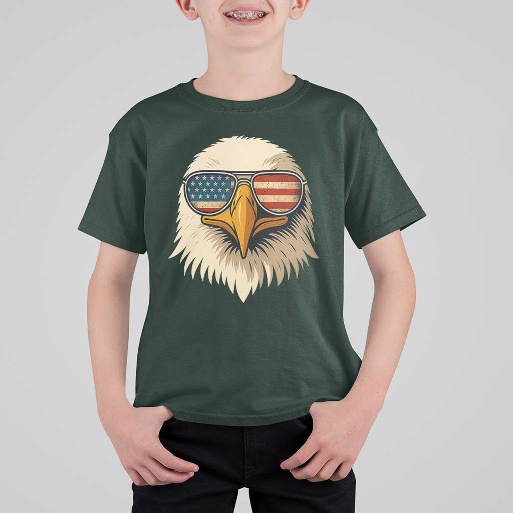 Patriotic Bald Eagle T Shirt For Kid With Sunglasses American Flag Vintage - Wonder Print Shop