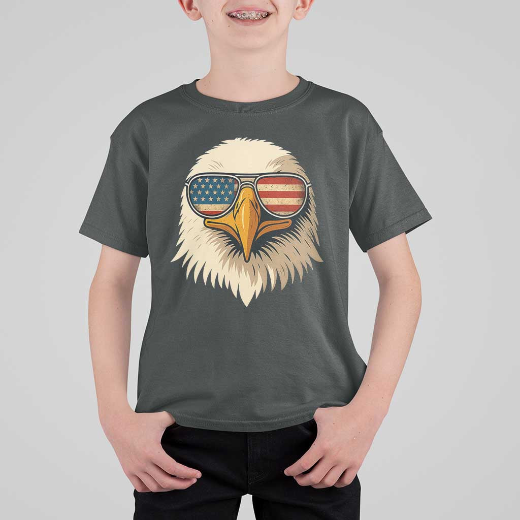 Patriotic Bald Eagle T Shirt For Kid With Sunglasses American Flag Vintage - Wonder Print Shop