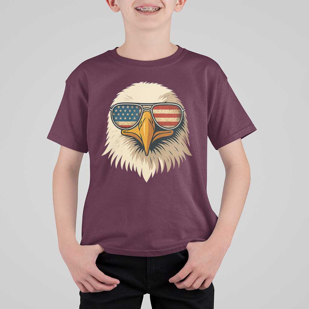 Patriotic Bald Eagle T Shirt For Kid With Sunglasses American Flag Vintage - Wonder Print Shop