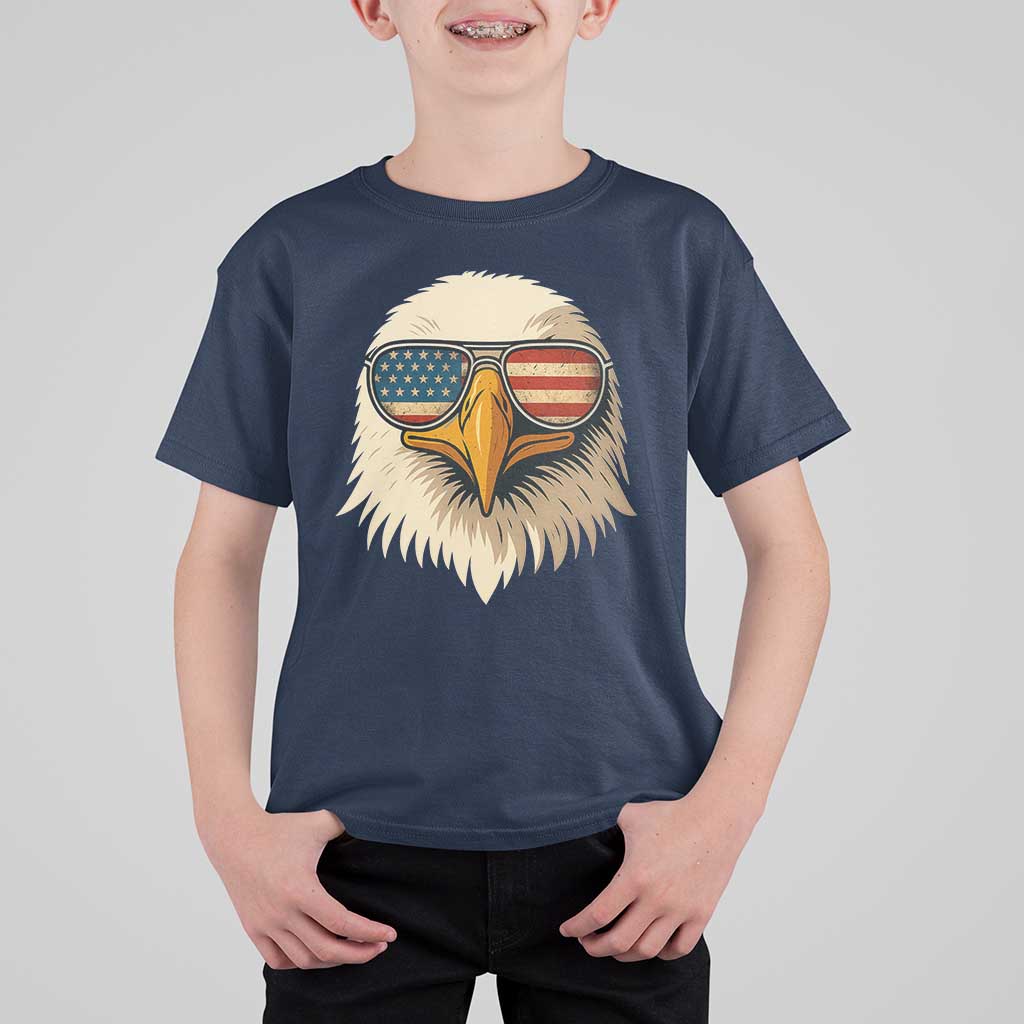 Patriotic Bald Eagle T Shirt For Kid With Sunglasses American Flag Vintage - Wonder Print Shop