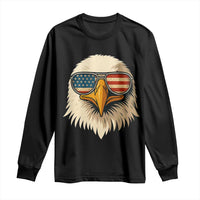 Patriotic Bald Eagle Long Sleeve Shirt With Sunglasses American Flag Vintage - Wonder Print Shop