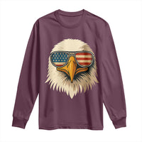 Patriotic Bald Eagle Long Sleeve Shirt With Sunglasses American Flag Vintage - Wonder Print Shop