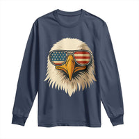 Patriotic Bald Eagle Long Sleeve Shirt With Sunglasses American Flag Vintage - Wonder Print Shop