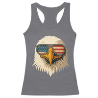 Patriotic Bald Eagle Racerback Tank Top With Sunglasses American Flag Vintage - Wonder Print Shop